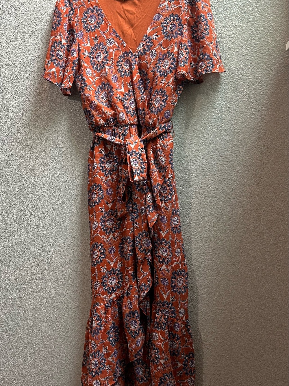 Rewind Orange Floral Maxi Wrap Dress